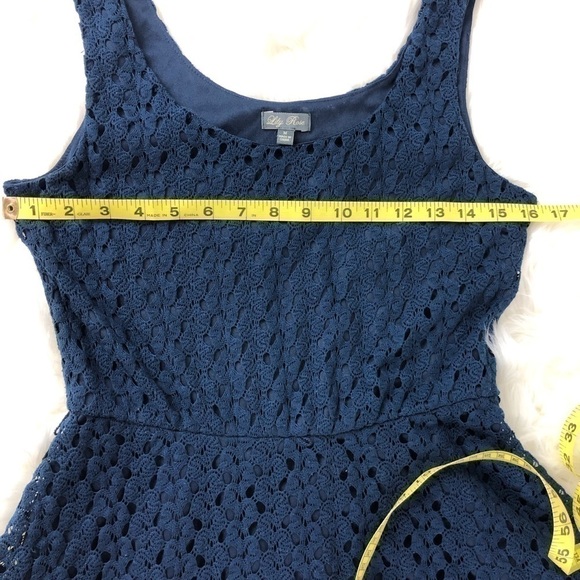 Lily Rose Crocheted Navy Blue Short Dress size M - Picture 2 of 7